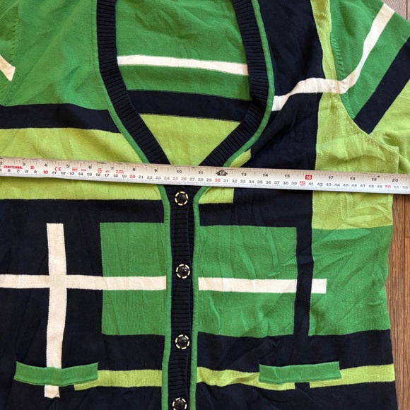 Allison Daley Green Colour Block Cardigan Size M - Picture 6 of 7
